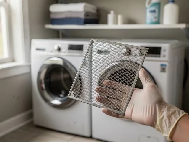 Duxbury Dryer Vent Cleaning specialist performing detailed lint trap cleaning service in Duxbury
